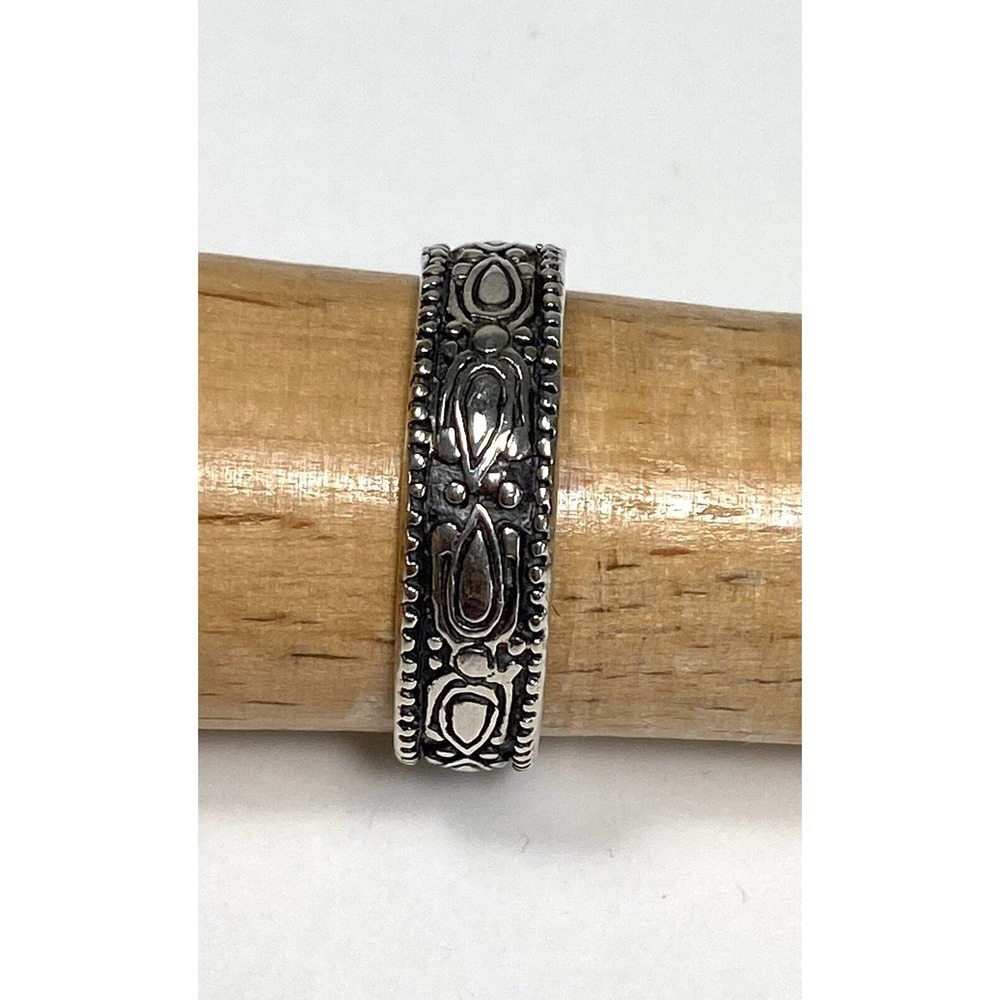 925 NF Thailand Ring Sterling Silver Band Design Women’s Size 9 3.63g - Picture 2 of 12